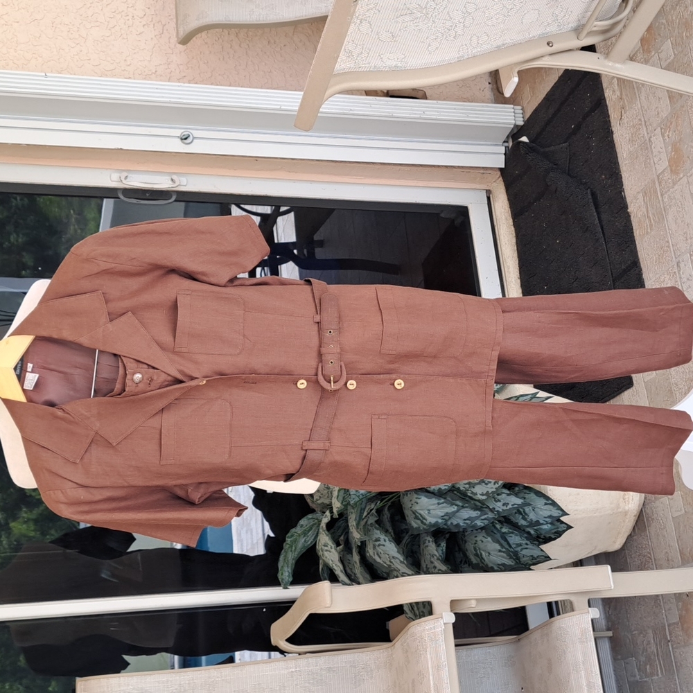 ISHYU Safari Style Linen Pantsuit